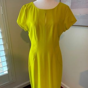 BCBGMAXAZRIA dress size M NORDSTROM NWOT dark lime fully lined stitching great